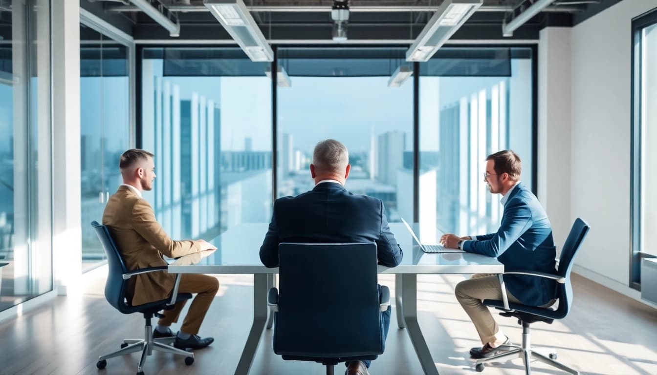 Beratungssitzung bei einer Unternehmensberatung Hannover, wo ein engagiertes Team strategische Pläne erarbeitet.