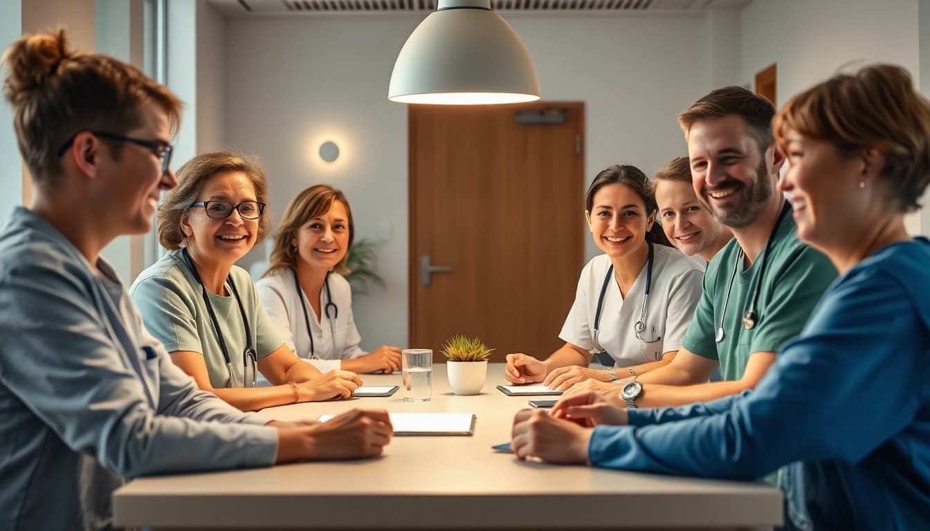 Pflegekräfte bei der Personalgewinnung in der Pflege zusammenarbeiten und kreative Ideen entwickeln.