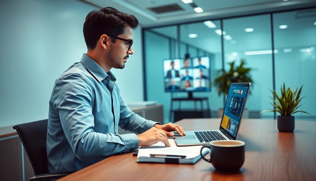 Headhunter IT conducting a video conference in a modern office.
