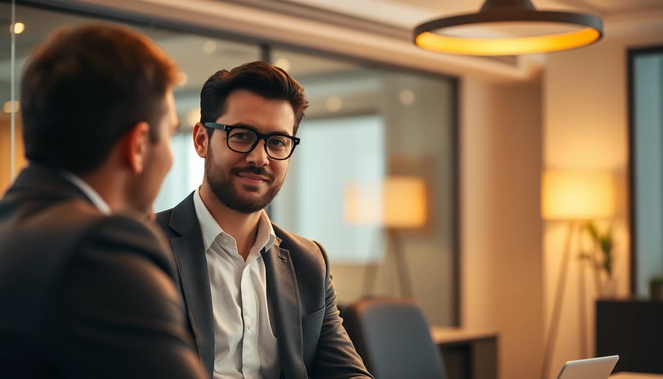 Headhunter bei einem Meeting, das Vertrauen und Professionalität ausstrahlt, um Kandidaten erfolgreich zu vermitteln.