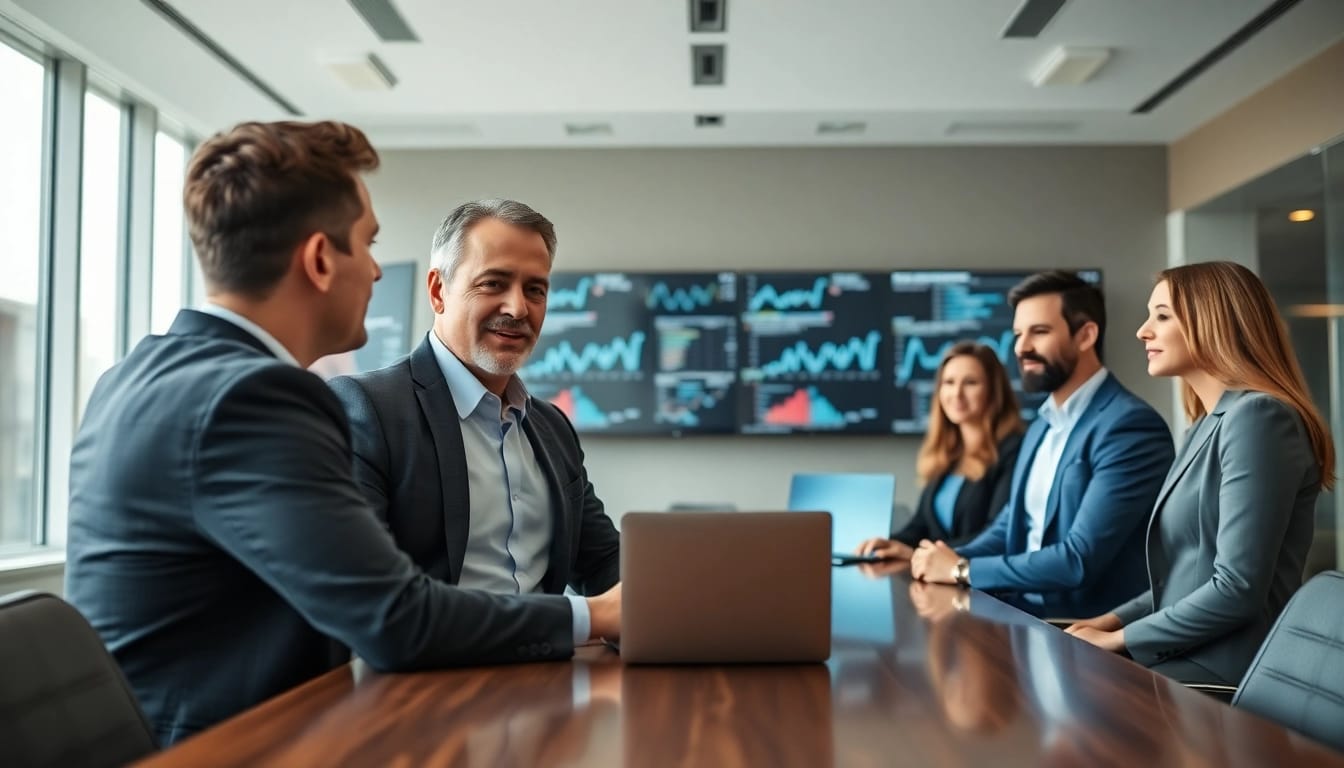 Headhunter Schweiz interagiert mit Kandidaten in einem modernen Büro.