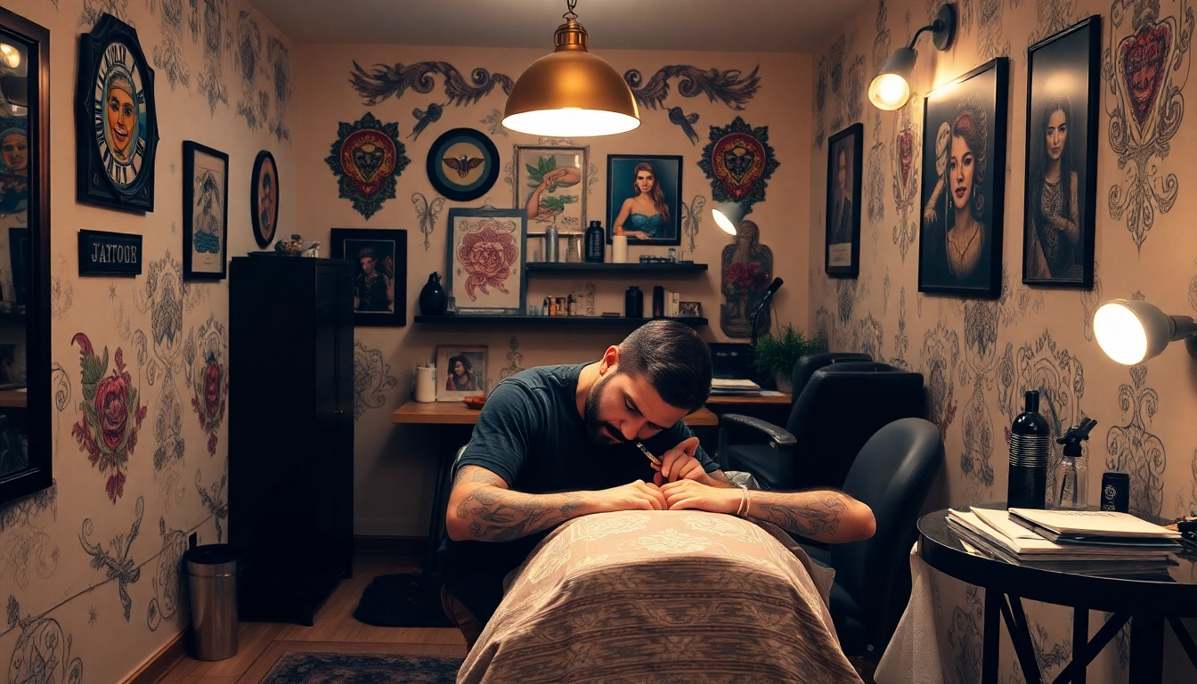 Professionelle Tätowierungs-Sitzung im Tattoo Studio München mit einem talentierten Künster, der ein einzigartiges Design entwirft.