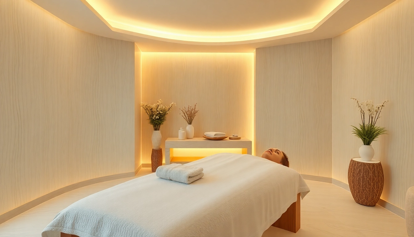Professionelle Behandlungsliege in einem modernen Spa-Setting, ideal für Wellness-Anwendungen.