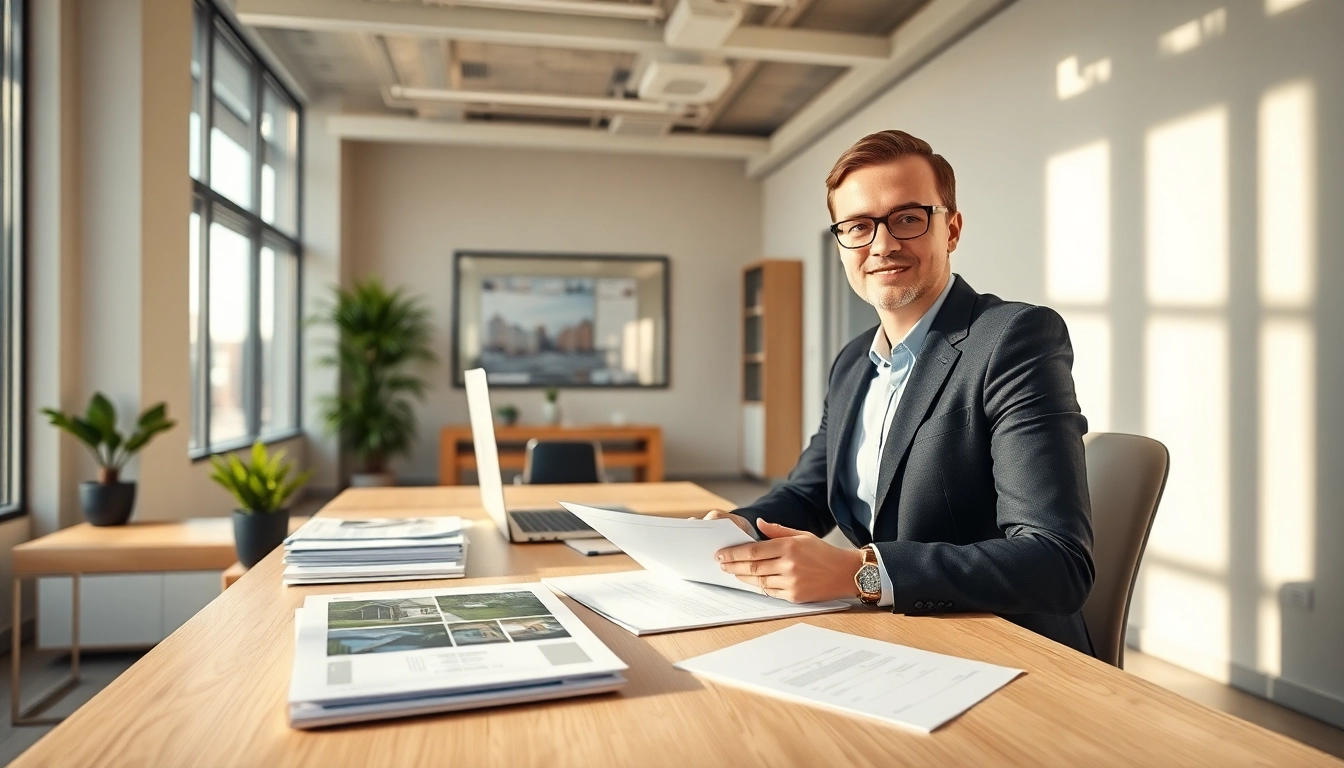 Immobilienmakler Frankfurt Sachsenhausen berät Kunden in einem modernen Büro mit Immobilienangeboten.