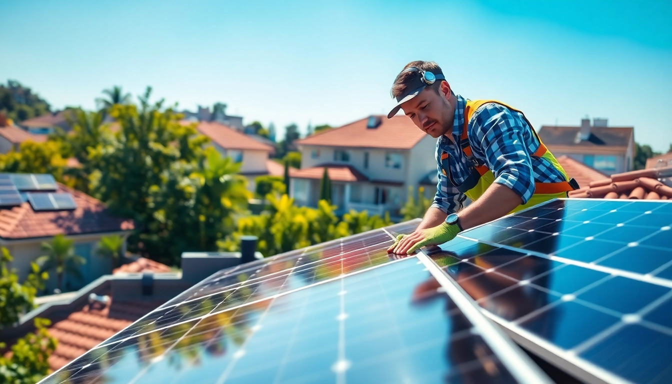 Efficient PV anlagen wien installation with professional technician in sunny urban environment.