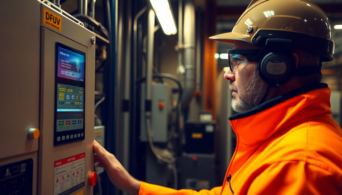 Technician conducting a DGUV V3 Prüfung for workplace safety and compliance.