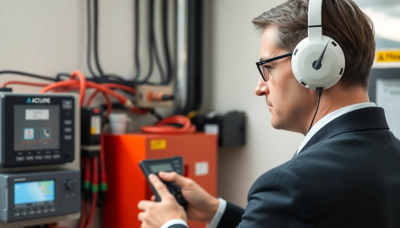 Techniker führt eine DGUV V3 Prüfung an elektrischen Geräten durch, sichere Arbeitsumgebung.