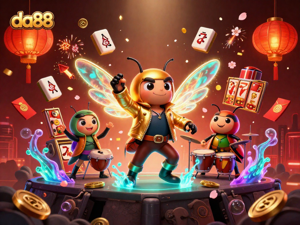 Experience thrilling gameplay at da88 with a vibrant 3D casino scene featuring exciting characters and games.