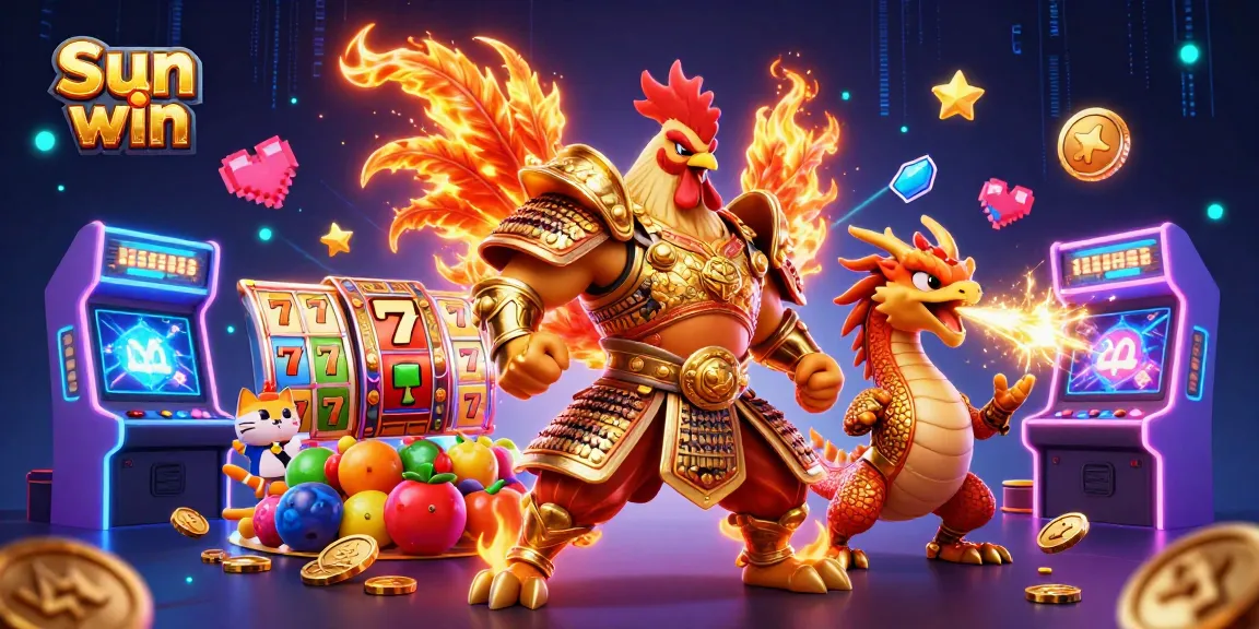 Engage with Sun win's thrilling slot game action featuring dynamic characters and vibrant arcade elements.