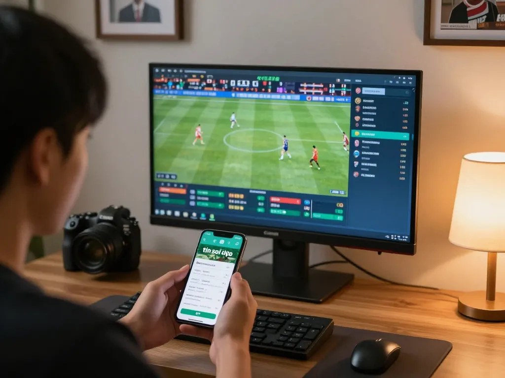 Engaging in tin soi kèo sports betting strategies at home with smartphone and live odds
