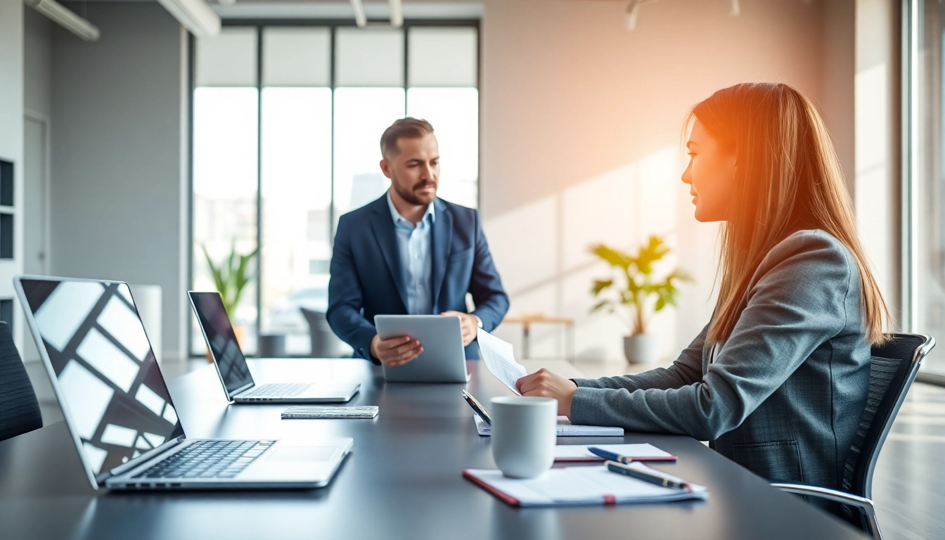 Headhunter Ingenieure beraten in einem modernen Büro über Karrierechancen.