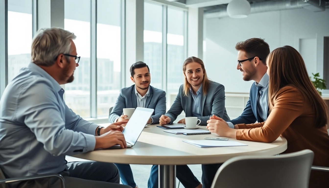 Headhunter Ingenieure im professionellen Austausch in modernem Büro mit Fokus auf Zusammenarbeit.