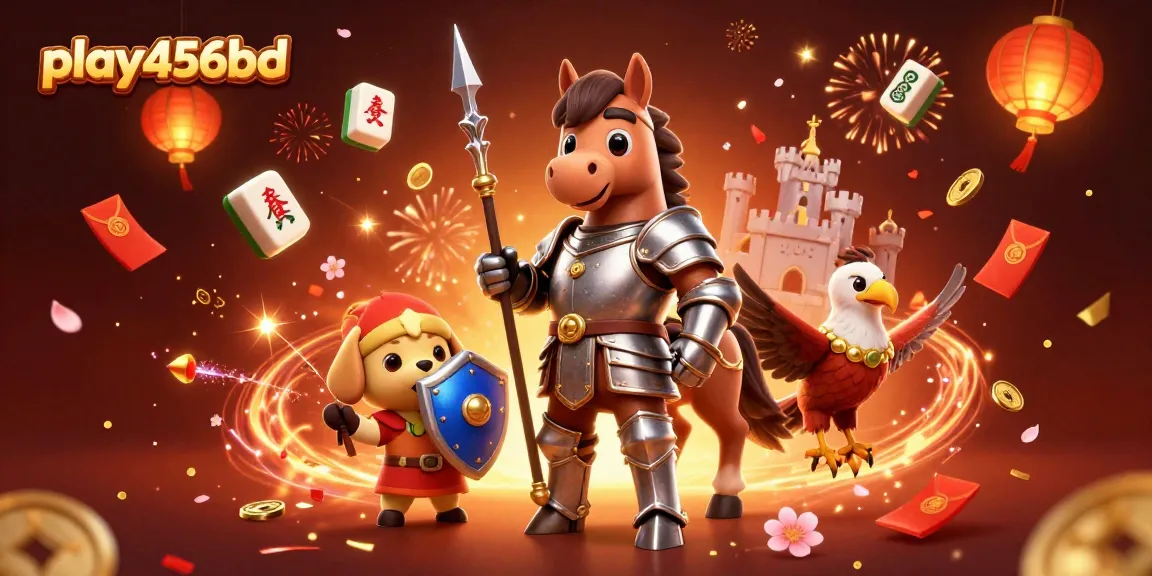 Experience thrilling bets at play456bd with a lively casino scene featuring knights and festive game elements.