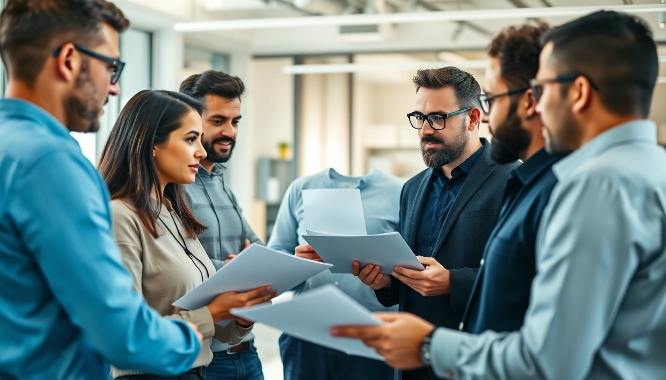 Headhunter Ingenieure im Gespräch mit Ingenieuren in modernem Büro.