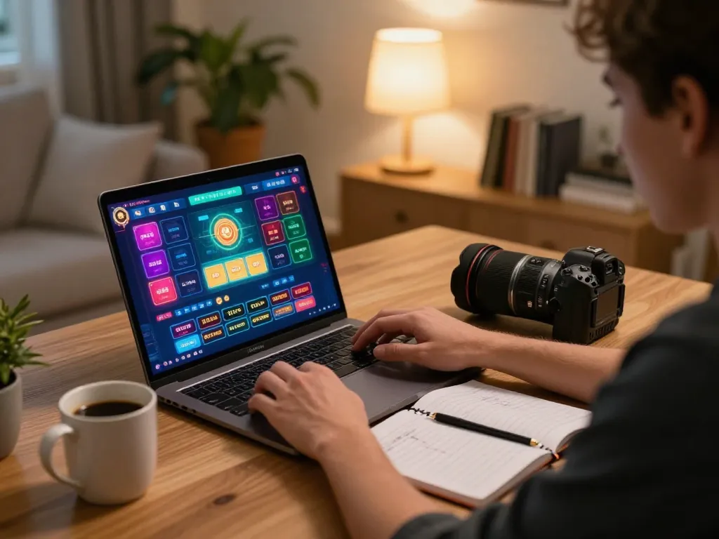Engaging in GO88 online gaming session with vibrant game interface on laptop