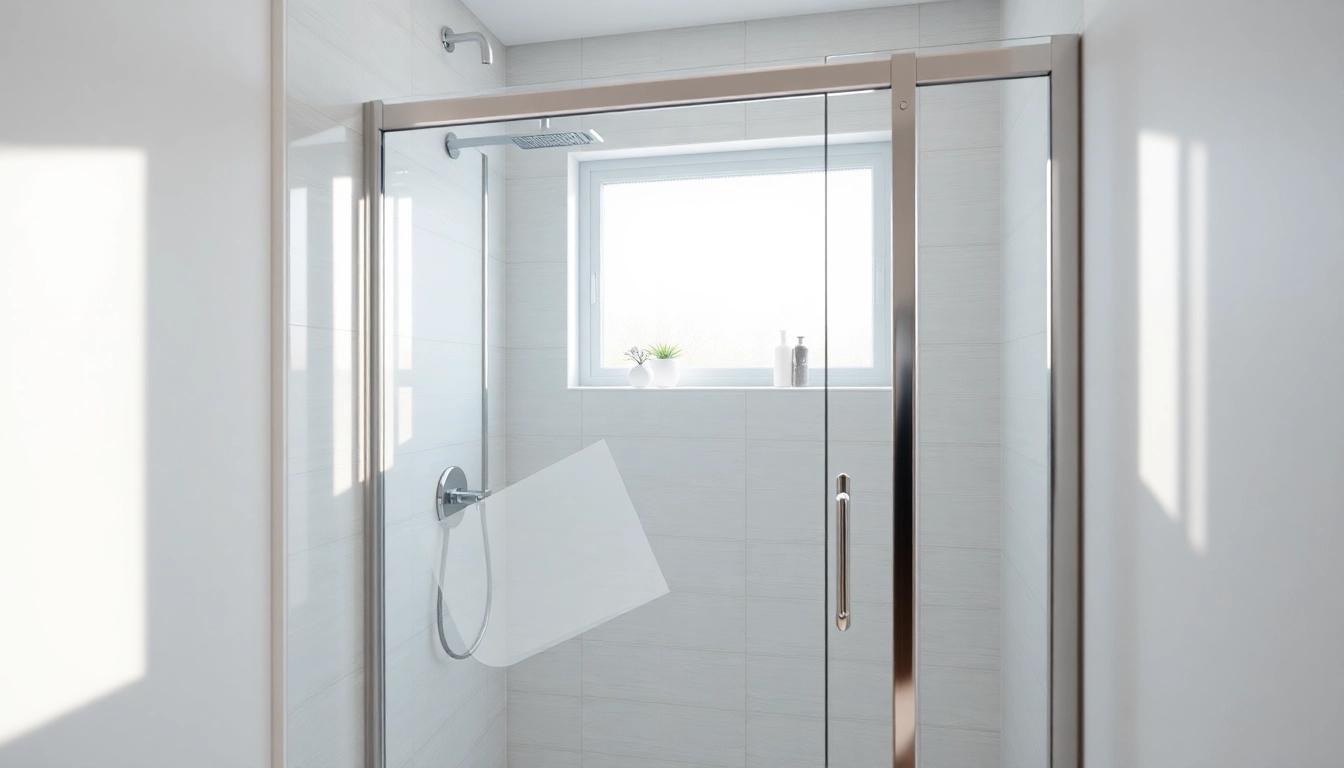 Duschkabine 100x100 Pendeltür in modernem Badezimmer darstellt.