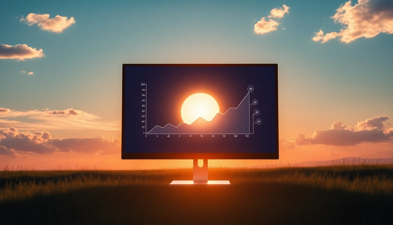 Visualisieren Sie den Web-Rang mit einem dynamischen SEO-Grafen auf einem modernen Computer-Bildschirm.