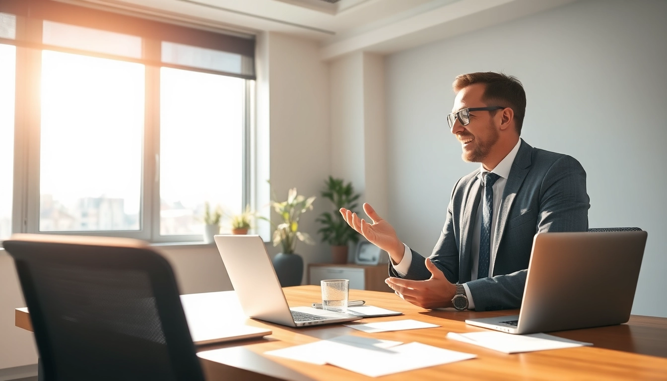 Professioneller Headhunter Köln berät Klienten in modernem Büro.
