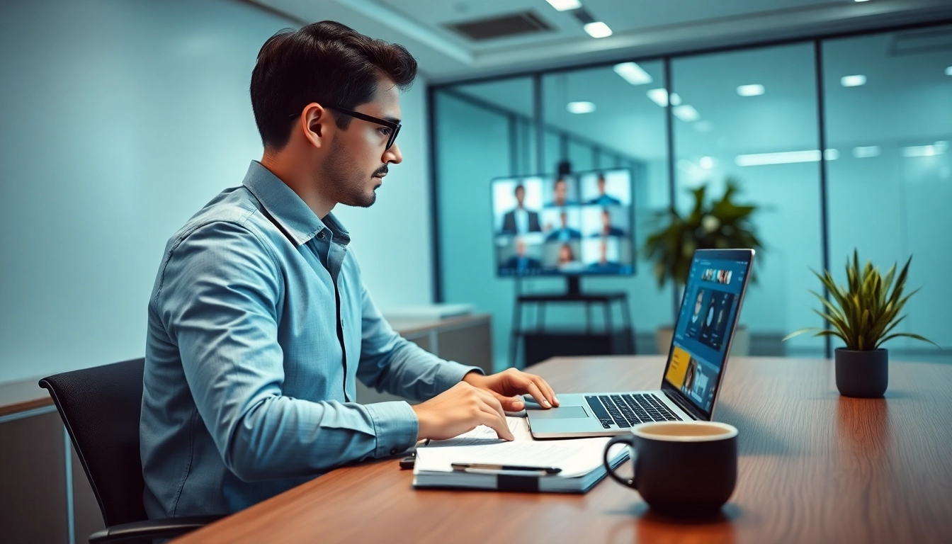 Headhunter IT conducting a video conference in a modern office.