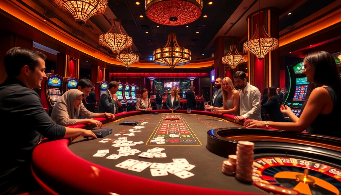 B52 club showcasing players at a high-stakes poker table surrounded by vibrant casino energy.