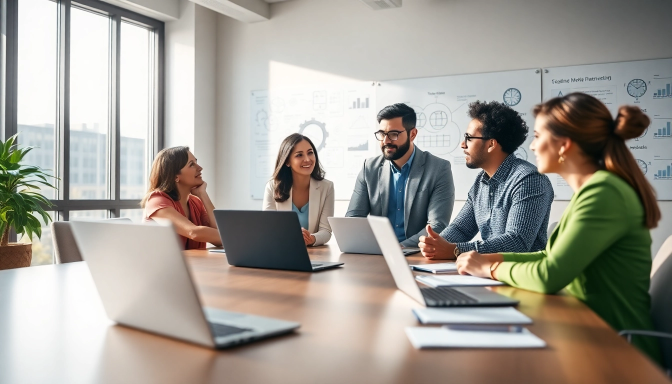 Headhunter IT trifft vor einem modernen Team zusammen