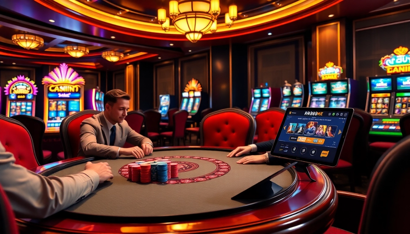 Experience thrilling casino action at https://rr88me.com/ with professional players at an elegant poker table.