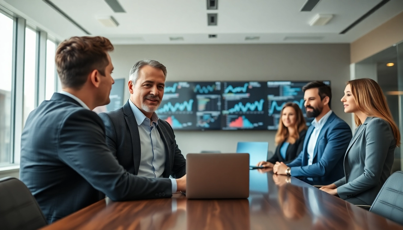 Headhunter Schweiz interagiert mit Kandidaten in einem modernen Büro.