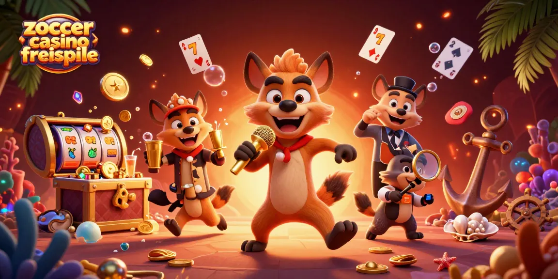 Experience the excitement at Zoccer Casino Freispiele with a vibrant 3D illustration of lively characters and thrilling game elements.